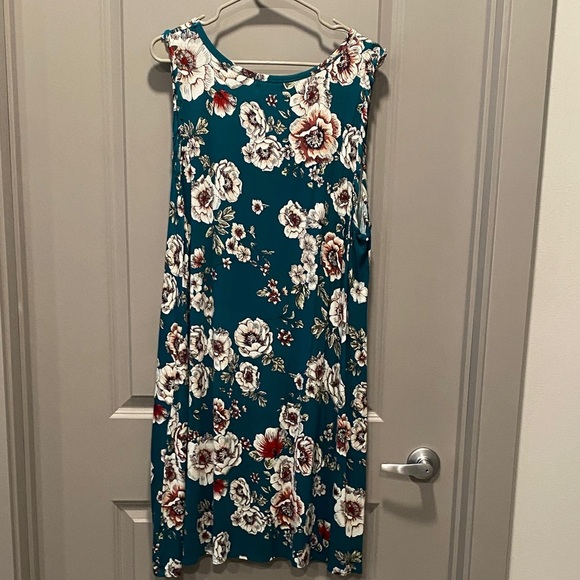 Maurices Dark Teal Floral Midi Sleeveless Dress size 2 - Picture 5 of 7